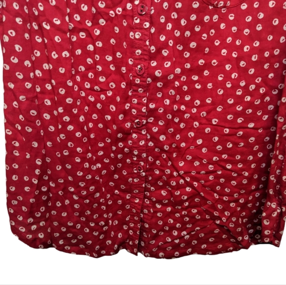 French Connection Red Polka Dot Button Down Shirt Size 6 ❤️ - Picture 6 of 13